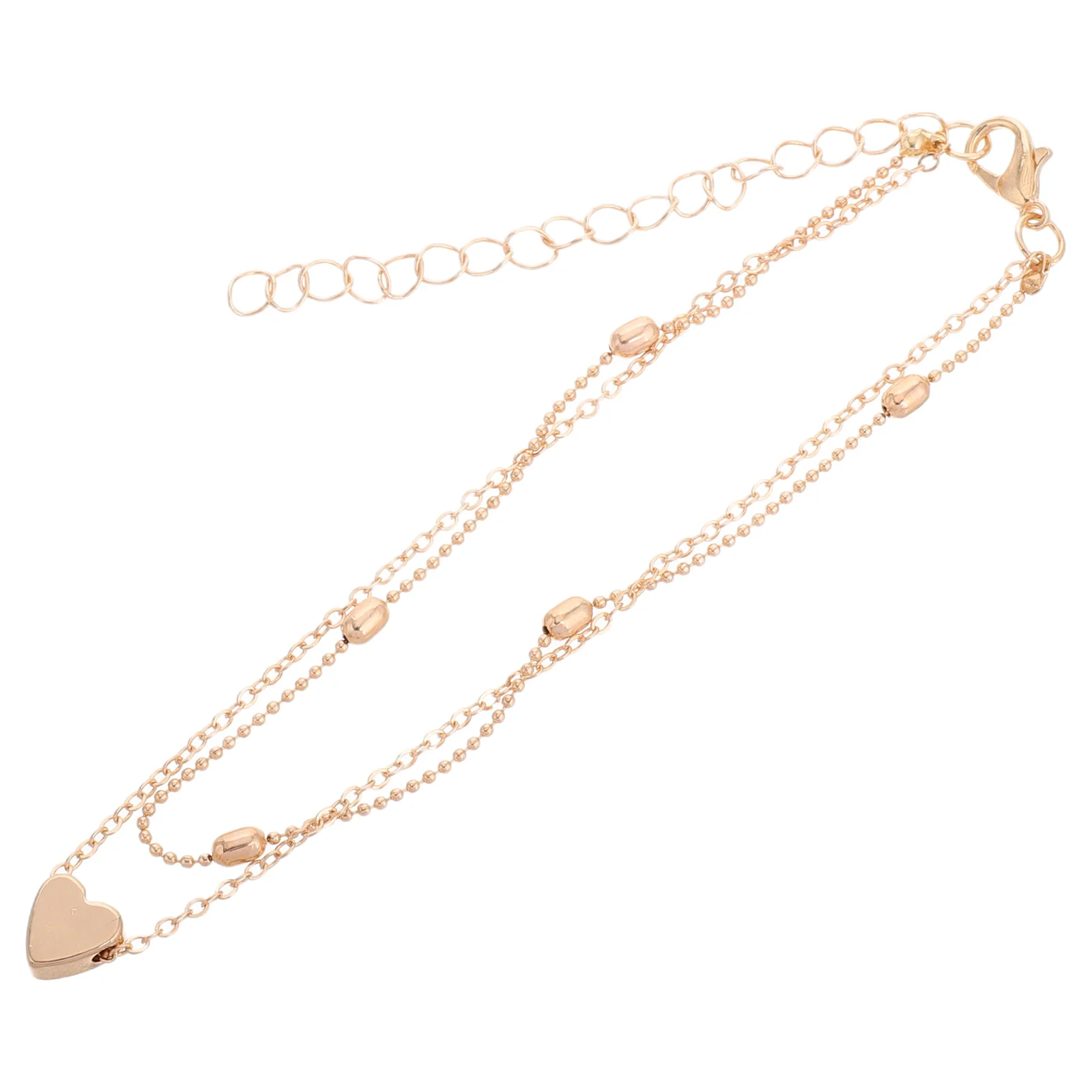 

Layered Heart Anklet Bracelet Romantic Style Durable Copper Summer Outfit Accessory Anklet Bracelet for Women Cute Anklets