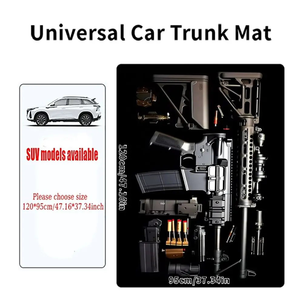 1pcs Car Trunk Mat With Rifle Gun Print Universal Durable Liner Easy Clean All-Season Auto Liner Interior Accessories For SUVs view 4