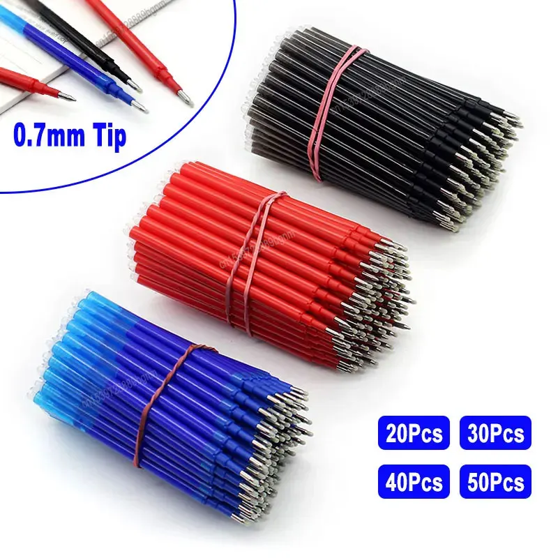 20/30/40/50Pcs Set Erasable Gel Pen Refill 0.7mm Tip Color Ink Rod Replacement Office Writing Drawing Stationery Accessory 11cm