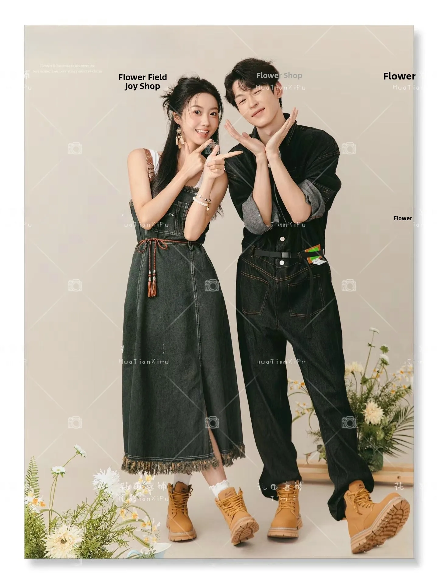 

New Korean Style Couple Theme Artistic Denim Photography Clothing Studio Summer Season Ladies Fashion