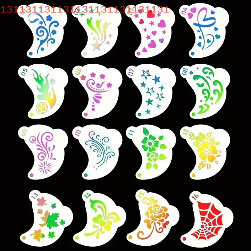 

16 шт. DIY ручная роспись лица татуировка трафарет спрей для рисования шаблон для бровей танцевальная вечеринка макияж краси наклейки набор инструментов