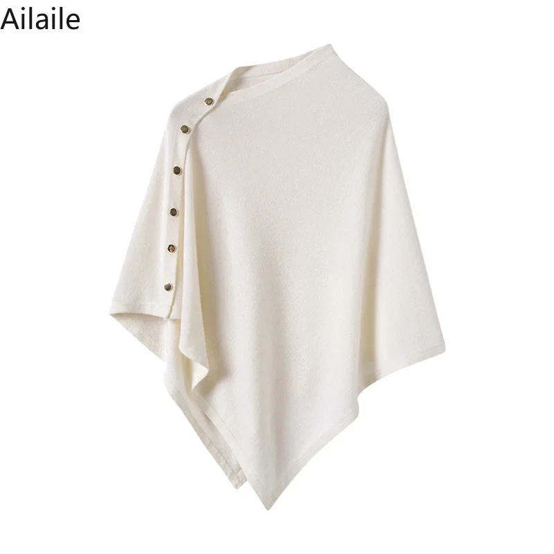 Écharpe en tricot monochrome pour femme, poncho en cachemire de chèvre, capes chaudes, écharpes pour filles, haute qualité, nouvelle arrivée, mode, automne, hiver, 100%