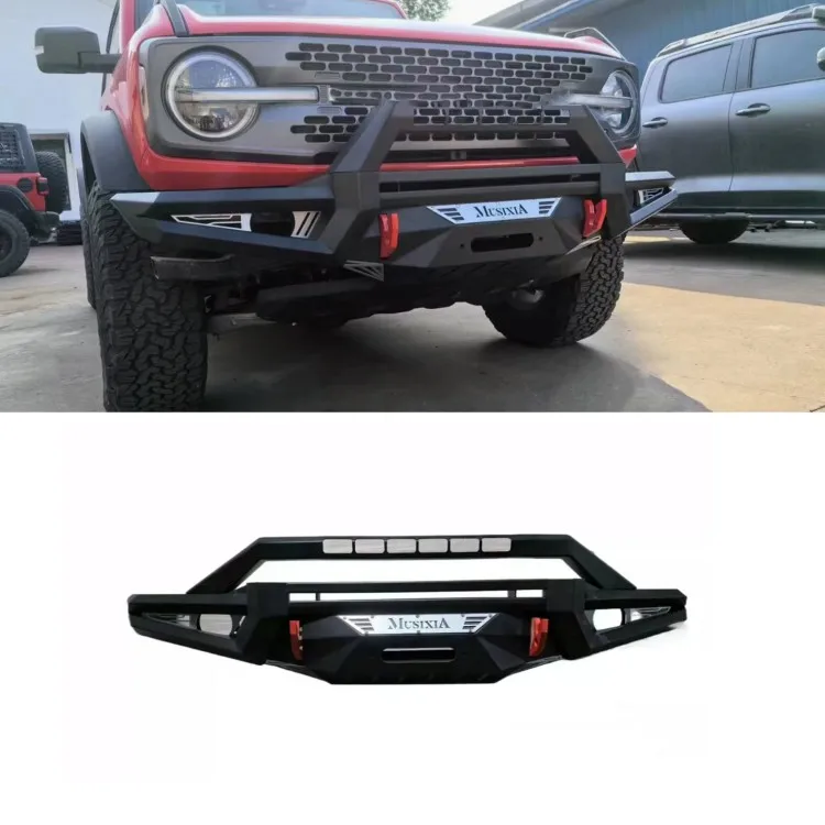 

NEW Deluxe 4x4 Accessories Off-Road Modular Textured Black Bull Bar Front Bumper for Ford Bronco