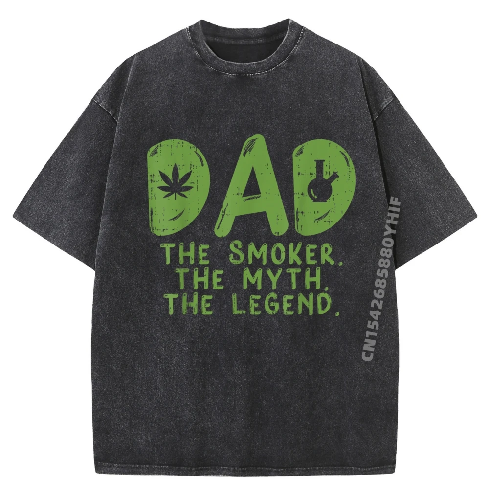 

Dad Weed Smoker Myth Legend 420 Pot Cannabis Oversized T Shirt Men Streetwear Washed Clothes Punk Style