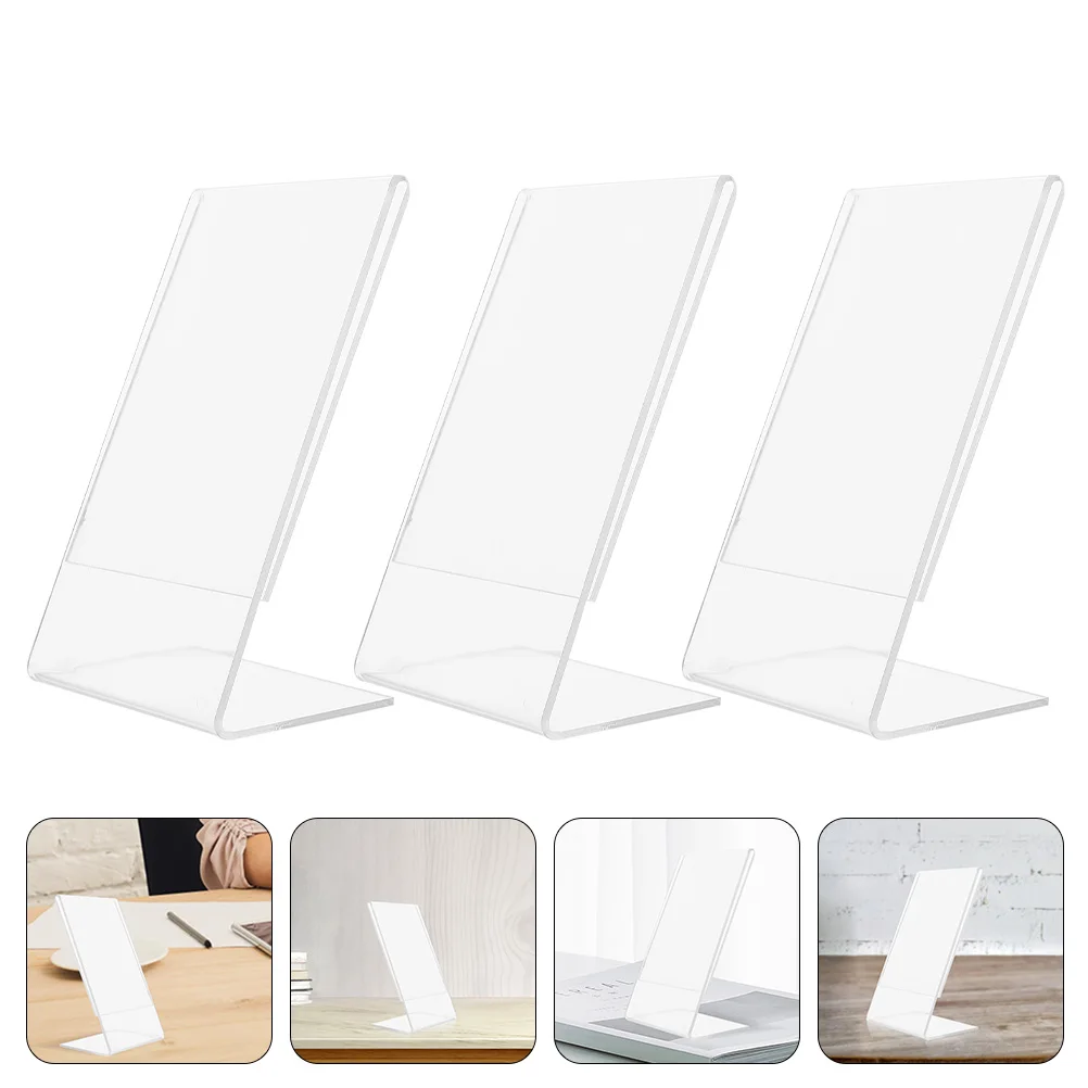 

3pcs Picture Frame Photo Display Stand Clear Holder Acrylic Price Tag Stand Bedroom Office Decorations Family Home Wall Art