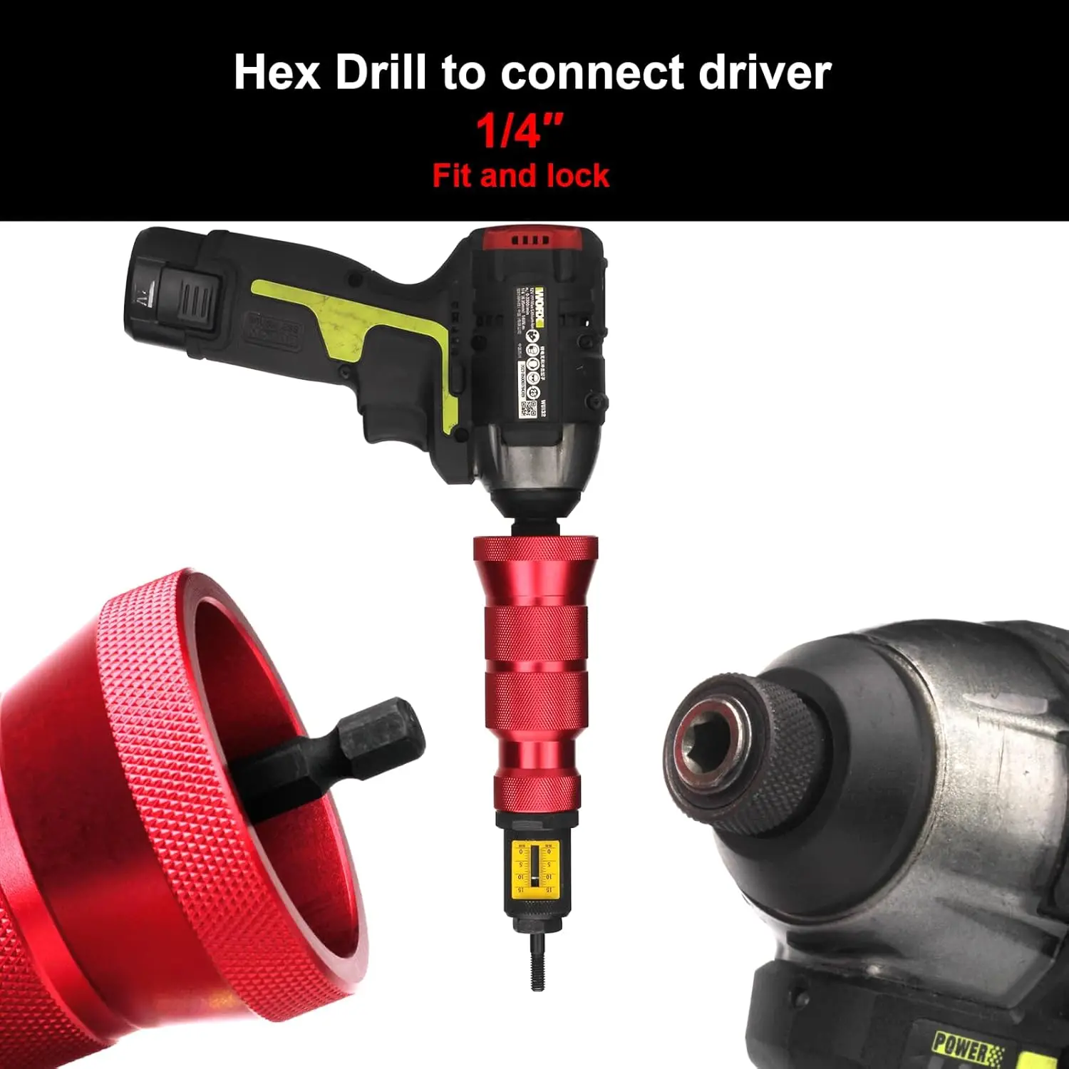 X1S Rivet Nut Drill Adapter Kit with Overload Protection, 150 pcs Nuts, Blow Molded Case