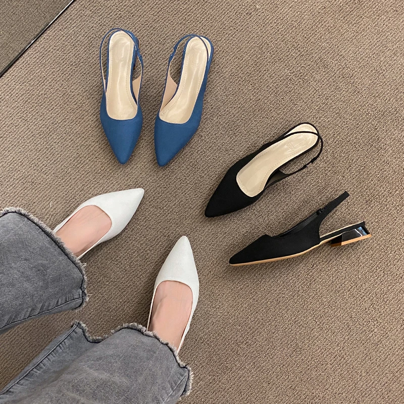 

Women Summer New Toe Over Indoor Sandals Square Toe Solid Low Heel Shoes Fashion Beach Adult Slingback