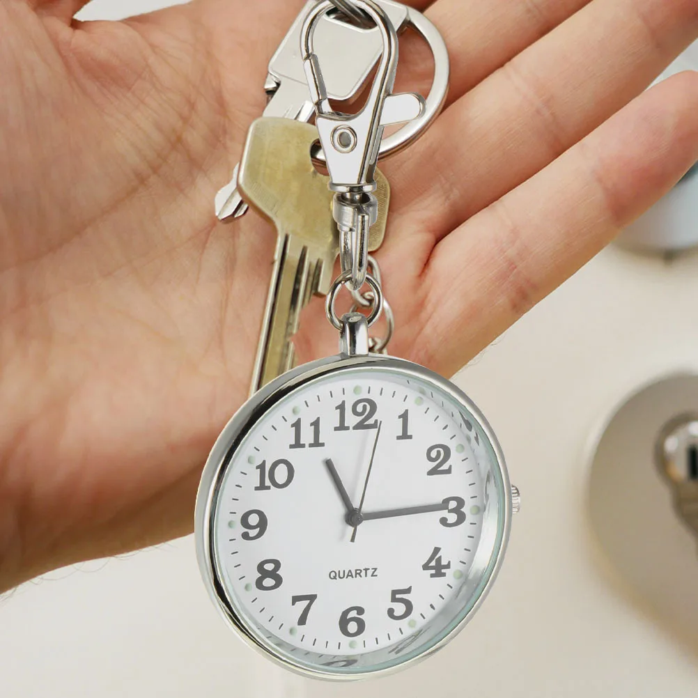 

3pcs Pocket Watch Key Chain Hanging Buckle Pendant Decor Ring Watches for Men Clear Dial Elderly Use Safe Materials Nurse Day