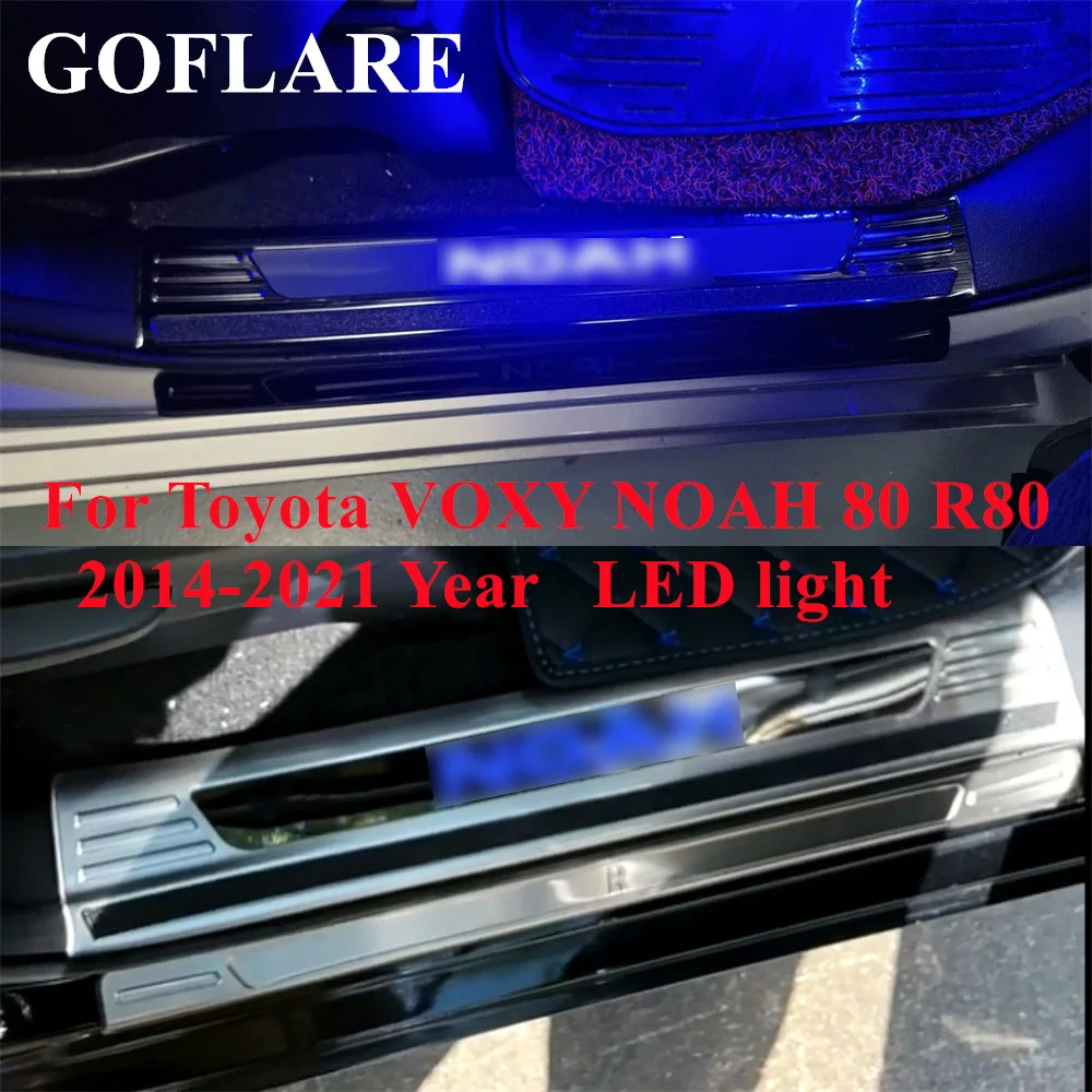 For Toyota VOXY NOAH 80 R80 Ⅲ accessories 2014-2020 2021 led light foot side door sill illuminated step scuff plate thresholds