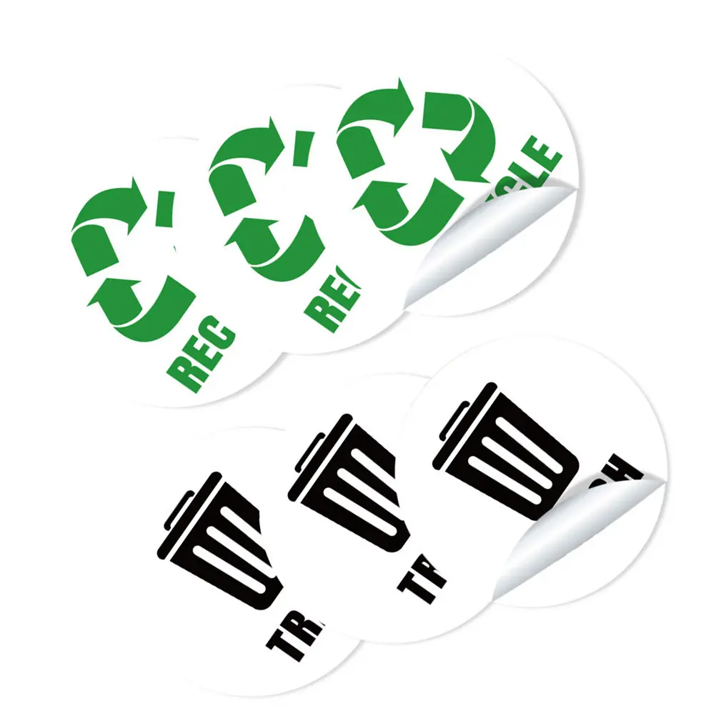 

1Set Waste Sorting Stickers 6 Sheets Heavy Duty PVC Garbage Classification Decals Easy Apply Remove Reusable for Trash Can Waste