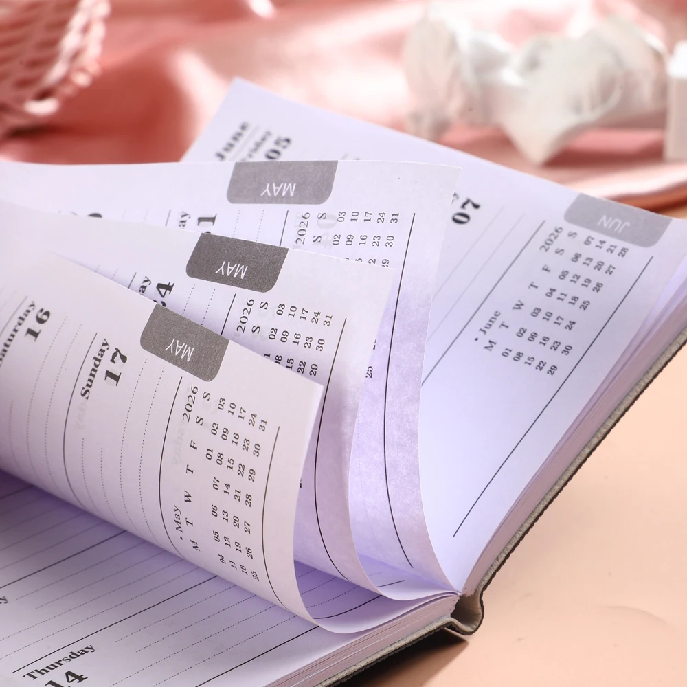 1 قطعة مواصفات A7 2026 كتاب الخطة اليومية ، كتاب جدول غلاف من البولي يوريثان الملون Morandi ، 64 ورقة 128 صفحة كتاب تقويم أسبوعي رقيق #5