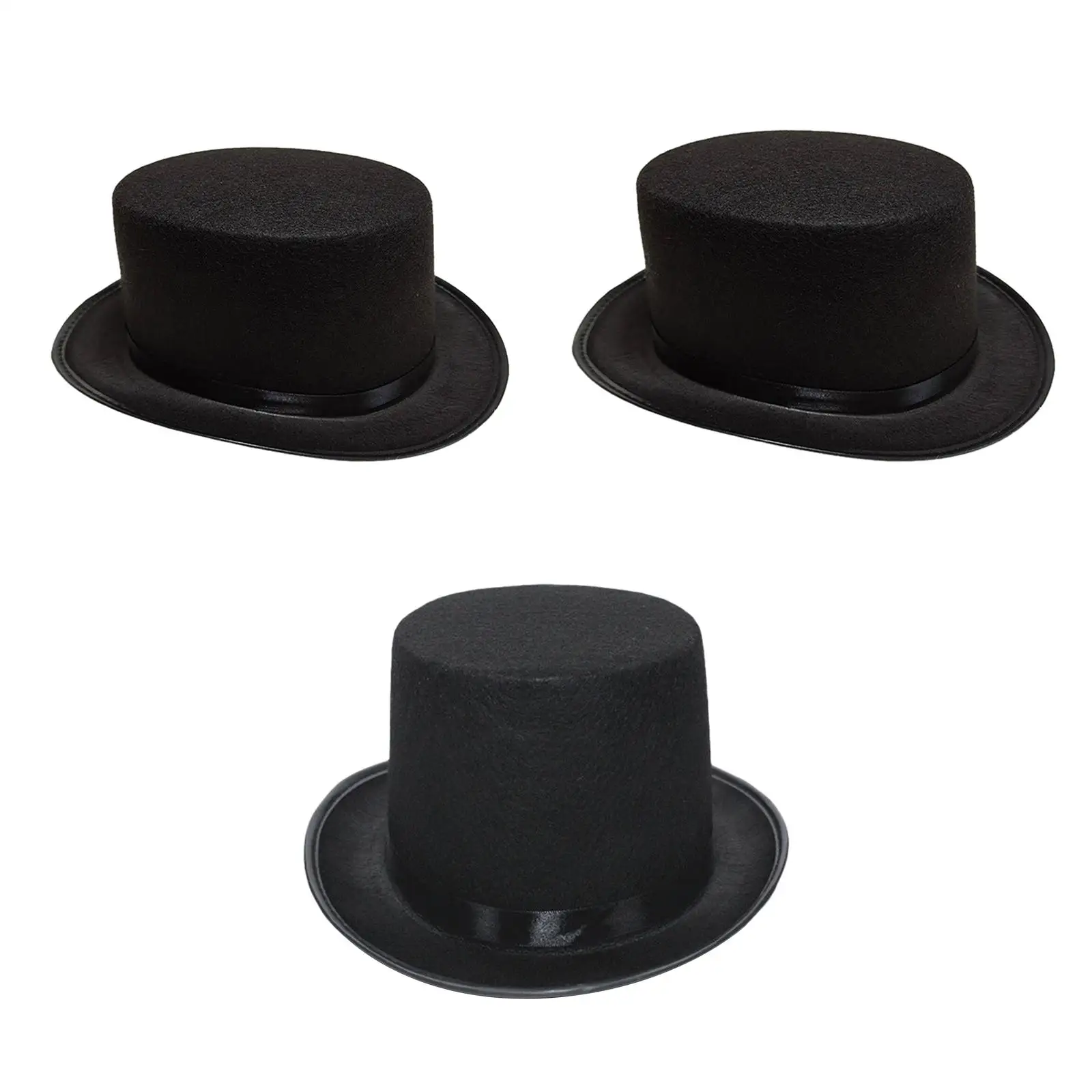 Czarny filcowy cylinder Fedoras dla dorosłych Unisex Formalne czapki kostiumowe z satynową opaską Funky Fancy Dress Czapki imprezowe na festiwal