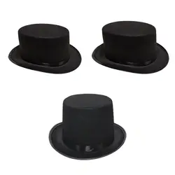 Czarny filcowy cylinder Fedoras dla dorosłych Unisex Formalne czapki kostiumowe z satynową opaską Funky Fancy Dress Czapki imprezowe na festiwal klubu nocnego