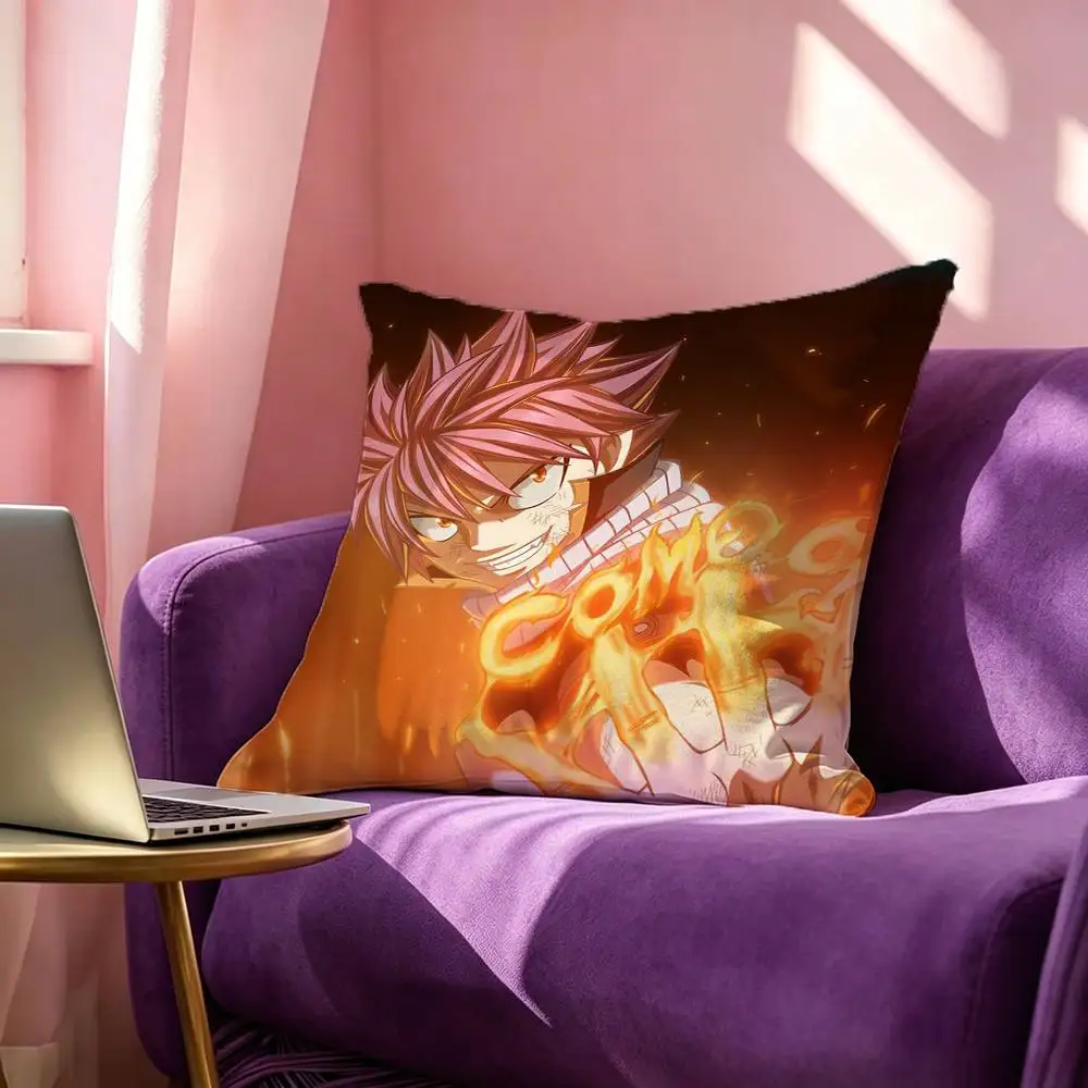 F-Fairy Tail N-Natsu Dragon Slayer  Square Double-Sided printed Pillow Case Bedroom Bedside Pillow Sofa Cushion Cover