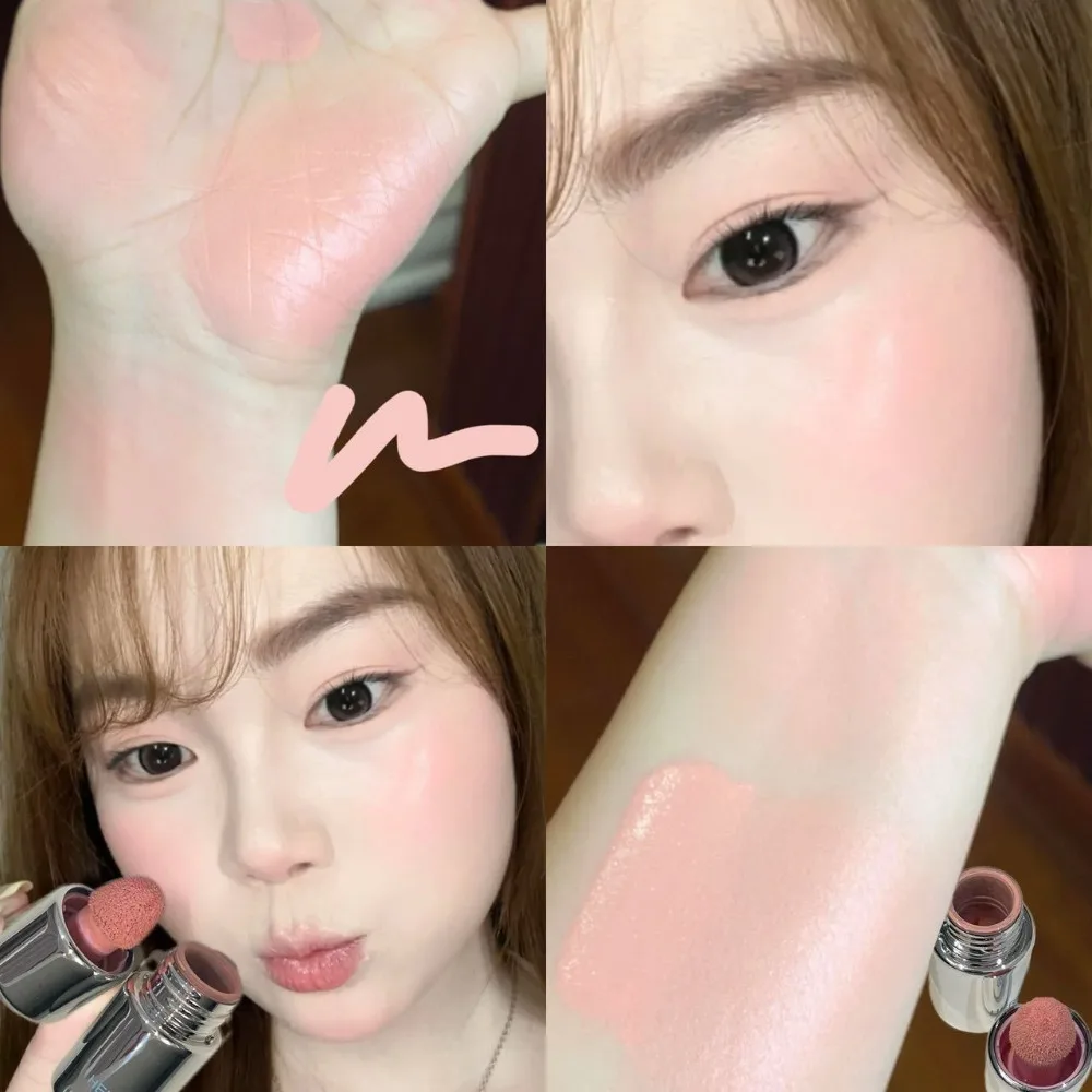 보습 리퀴드 블러쉬 스펀지 헤드 블러쉬 로션 다기능 오래 지속되는 리퀴드 하이라이터 스틱 내추럴 클리어 메이크업