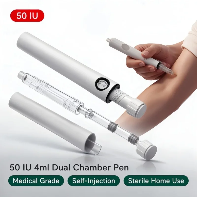 50IU 4ml Dual Chamber Disposable Injection Pen, Medical Grade Precise Dose Control Self Injection, Sterile Home Use