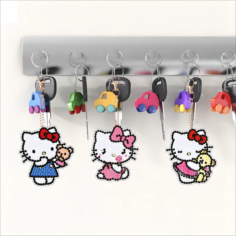 

Cartoon Hello Kitty DIY Diamond Painting studded creative car keychain keychain women's bag accessorie