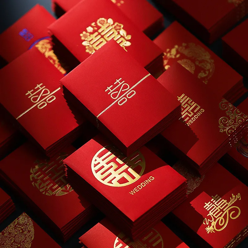 100pcs Red Envelopes Luck Money Bag Wedding Pocket Children Gifts Red Bags Traditional Gift Money Envelopes Lucky Money Bag