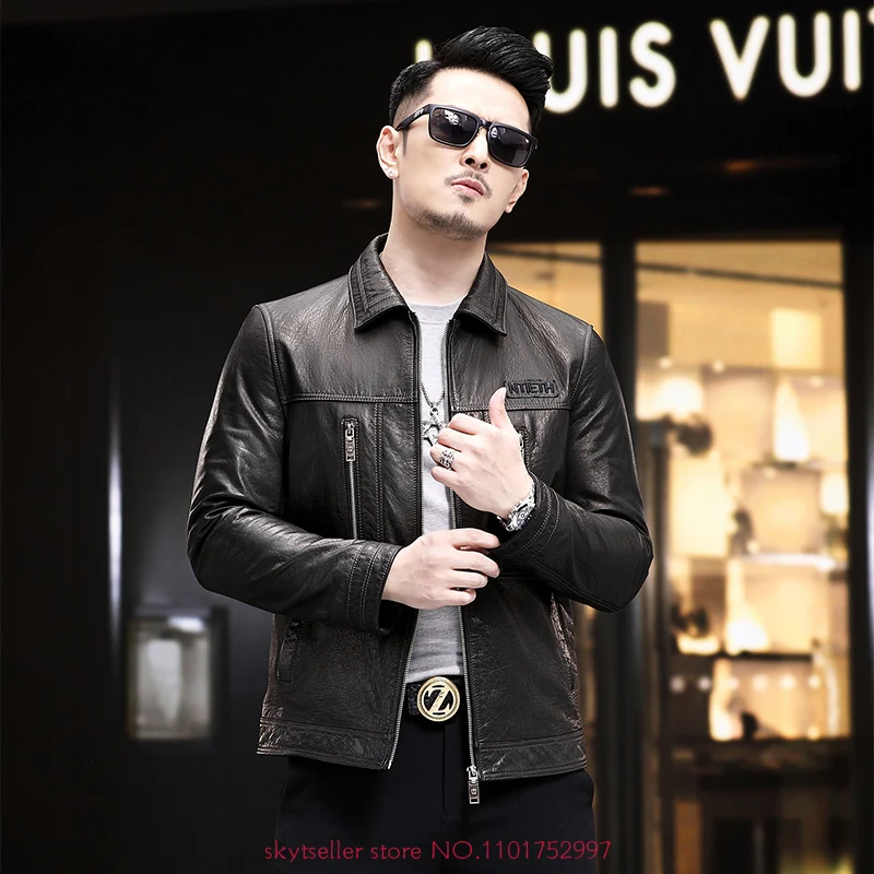 High Quality Genuine Leather Jacket Men First Layer Cowhide coats real leather short jacket