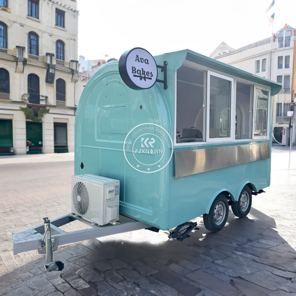 Movable Food Truck Trailer Hot Dog Ice Cream Cart Street Restaurant Concession Food Truck Snack Coffee Kiosk
