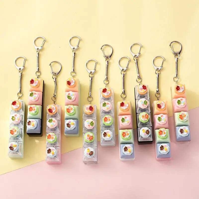 4-Key Non-Toxic Smooth Fidget Keychain Portable Stress Reliever Safe Anxiety Relief Toy for Kids