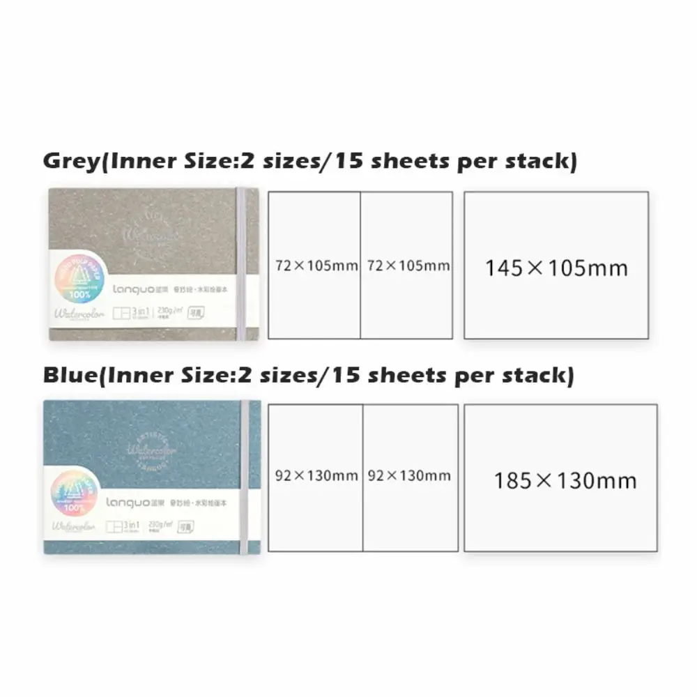 كتاب ورقي متعدد الوظائف قابل للتمزيق بألوان مائية محمول 3 في 1 دفتر رسم صفحات داخلية فارغة كراسة الرسم للطلاب