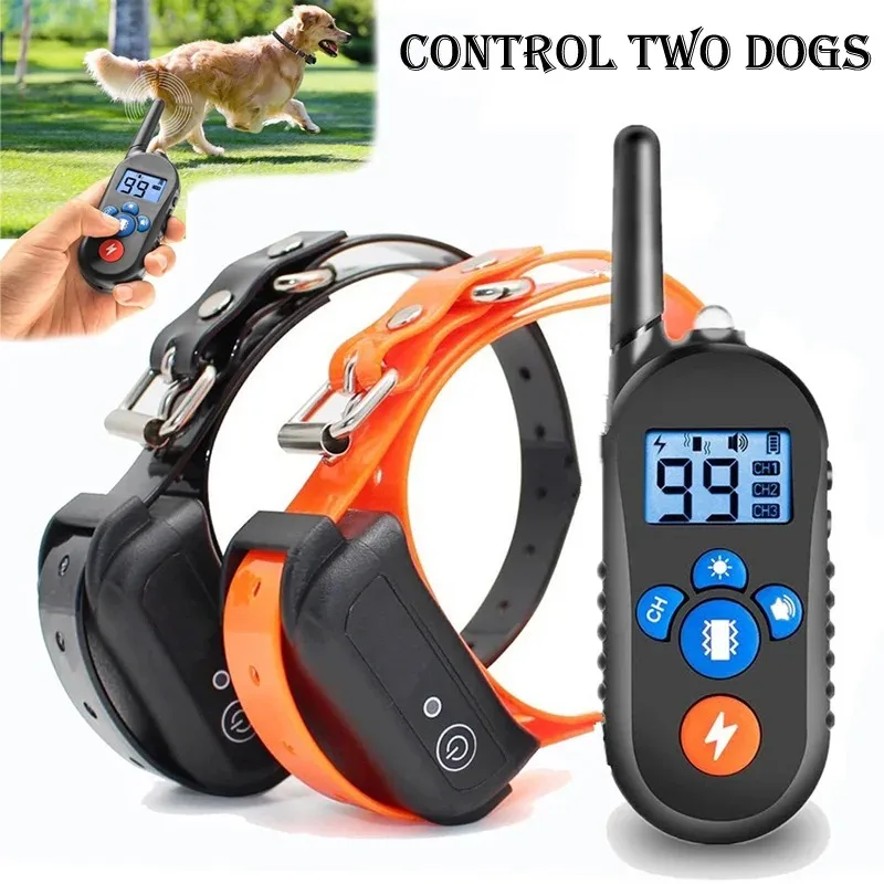 Electric Dog 800m Training Collar Remote Control Waterproof Pet Dog Bark Stop for All Size Shock Vibration Electric Shocker
