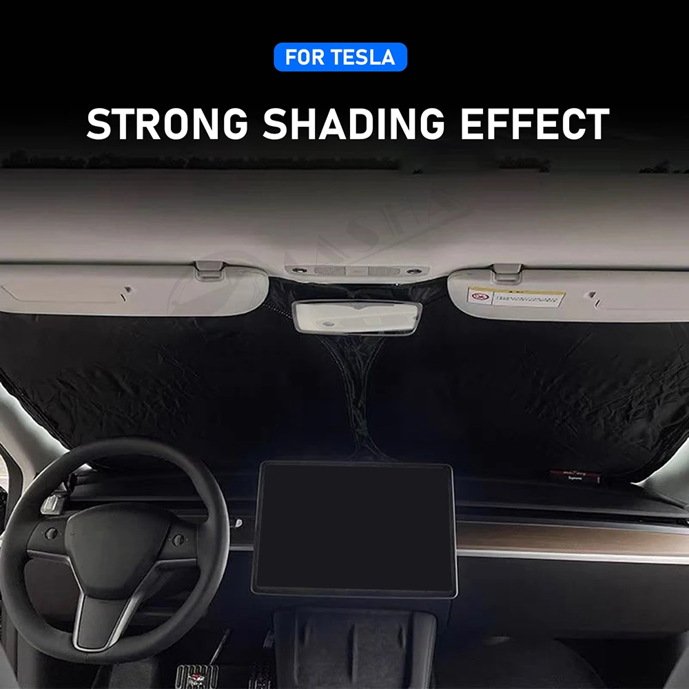 For Tesla Model Y 3 2017 2018 -2024 Car Windshield Sunscreen Window Sun Shade Sunscreen Visor Blocks Parasol UV Rays Protection