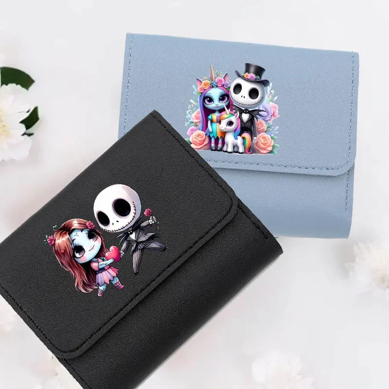 Disney's The Nightmare Before Christmas Jack Sally Women Wallet Small Short Wallet Coin Purse for Girls Purse Mini Wallet Ladies