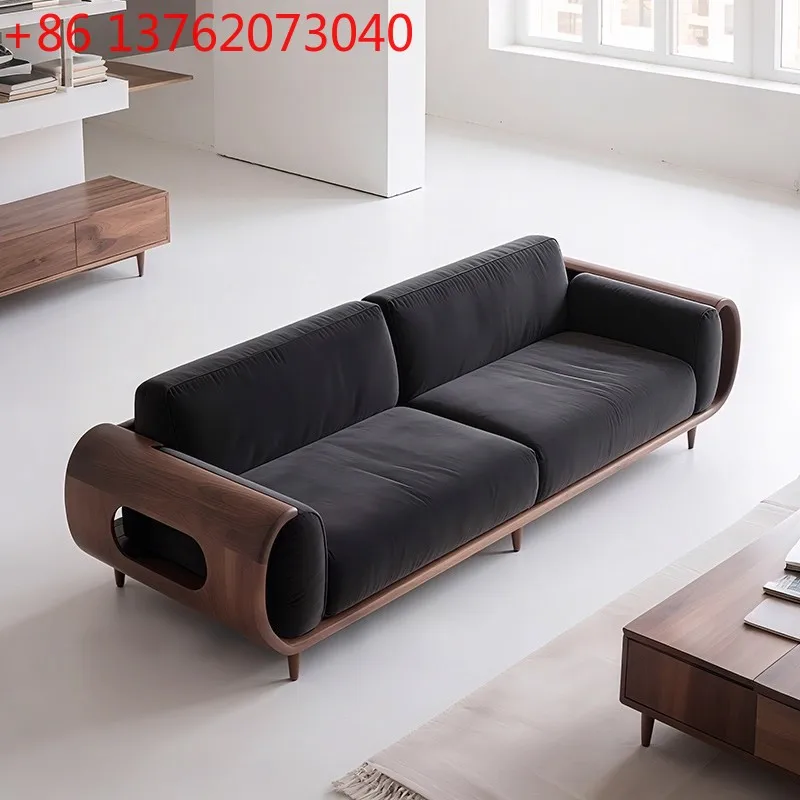 

Song's Aesthetics New Chinese Solid Wood Sofa Straight Arrangement Fabric Wabi Sabi Wind