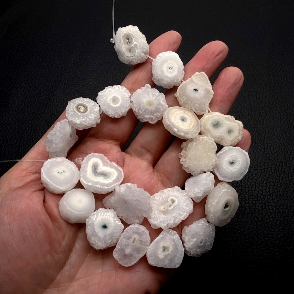 2 Strands White Natural White Quartz Slice Space Beads Slab Jewelry Making 16x19mm 14.5