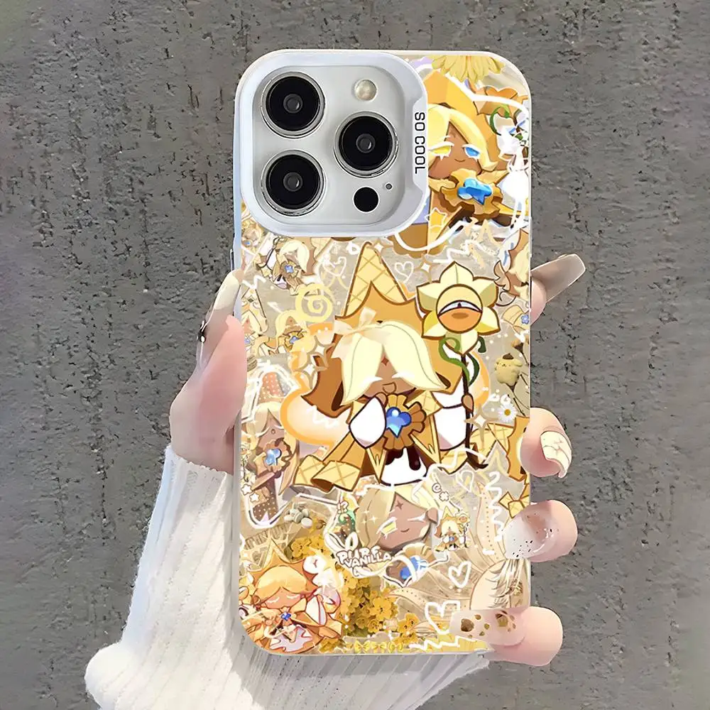 حافظة هاتف C-Cookie Run K-Kingdom لهاتف iPhone 17,16,15,14,13,12,11,Pro,XS,Max,Plus,Mini,SE غطاء مقاوم للصدمات من الحلوى البيضاء غير اللامعة