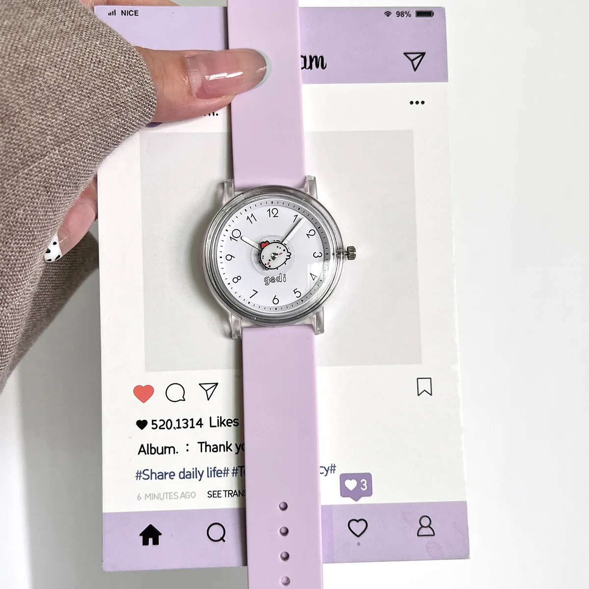 Women's Candy Color Silicone High-value Fashion Student Watch Cartoon Disc Women's Gift Waterproof Watch
