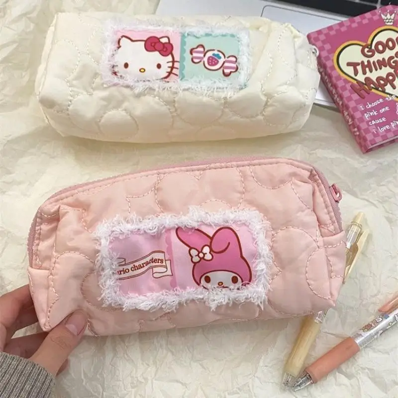 Hello Kitty Pencil Case Sanrio Stationery Bag Anime Kt Large Capacity Storage Pencil Case Kawaii Student Cute Pencil Case Gift