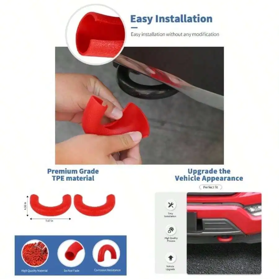 Front Bumper Tow Hook Covers 2Pcs Compatible With F150 2009 - 2025 Exterior AccessoriesRed