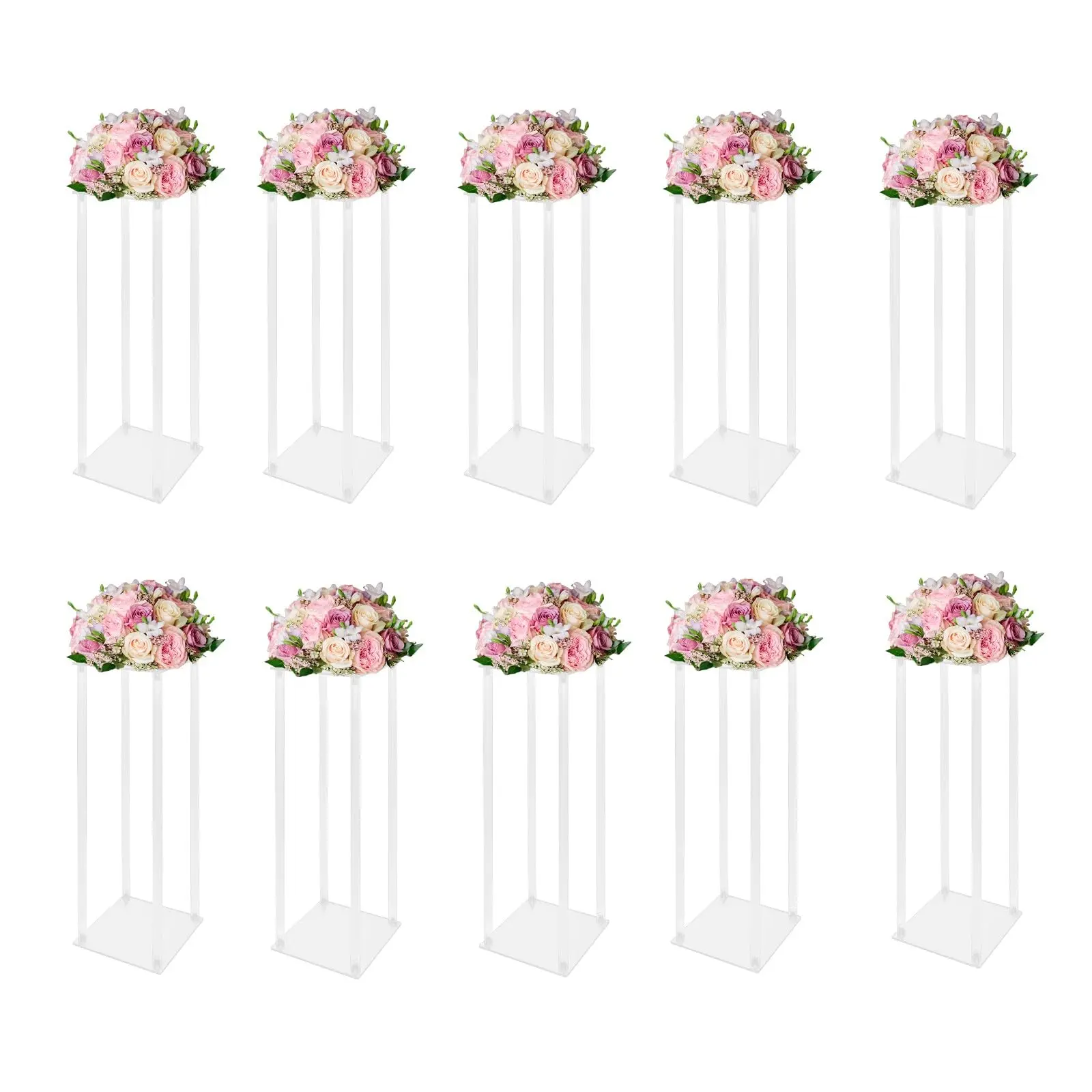10 Piece Acrylic Wedding Flower Stand Set