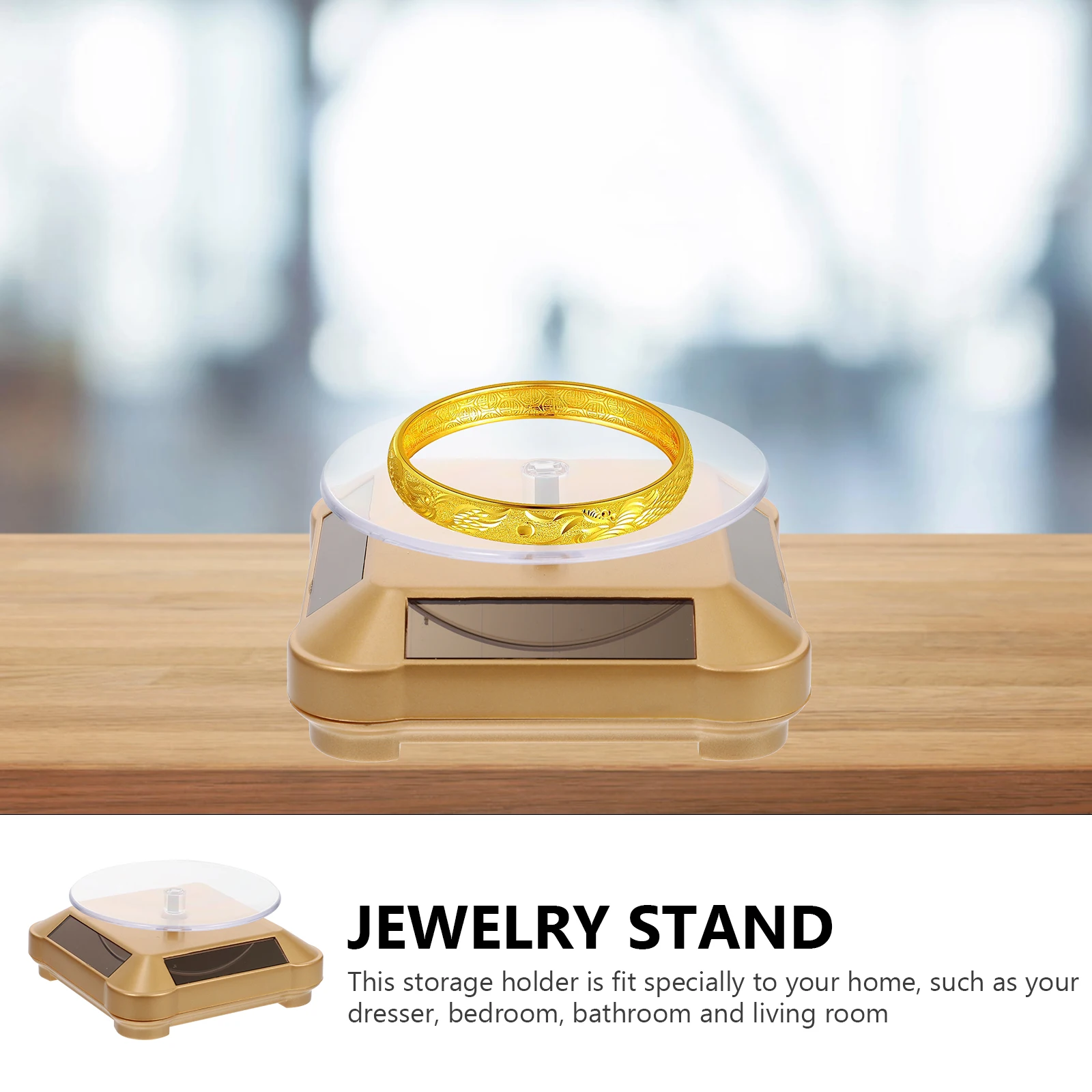 

Rotating Jewelry Booth 360 Degree Automatic Electric Display Turntable For Watch Decorative Stand Solar Powered