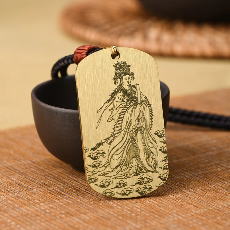 Taoist ornaments, West Queen Mother Pendant, pure copper necklace, Taoist body protection pendant