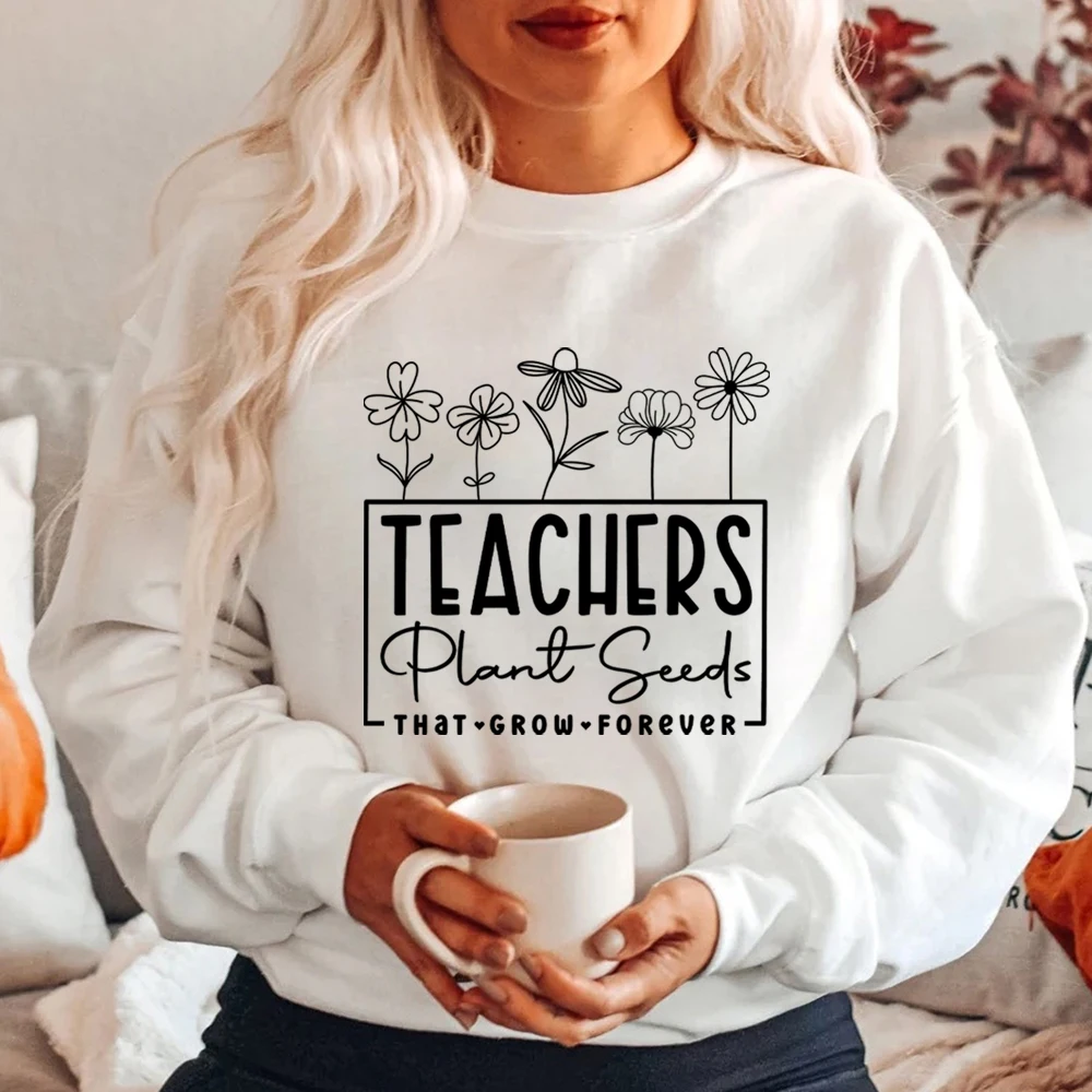 Teachers Plant Seeds That Grow Forever Sweatshirt Retro Teacher Flower Shirt Funny Teacher Tshirts Gifts for Teacher