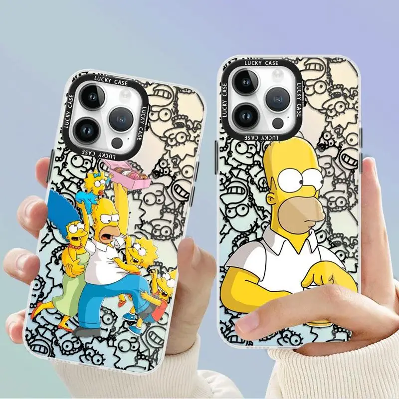 Funny Cartoon Homer Simpson Family Phone Case for iPhone 14 Pro Max X 12 7 8 11 Pro XR SE 13 Mini 15 Plus XS Soft TPU Cover