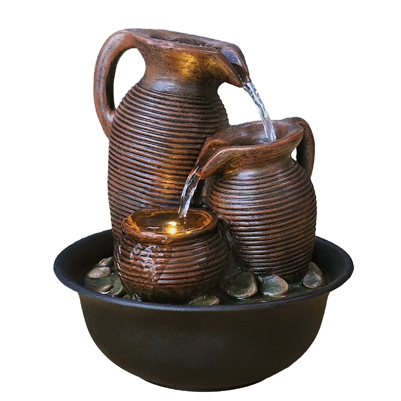 Relaxation Indoor Tabletop Water Fountain Zen Garden Combo Decor With Tealight Candle Holder Feature Home