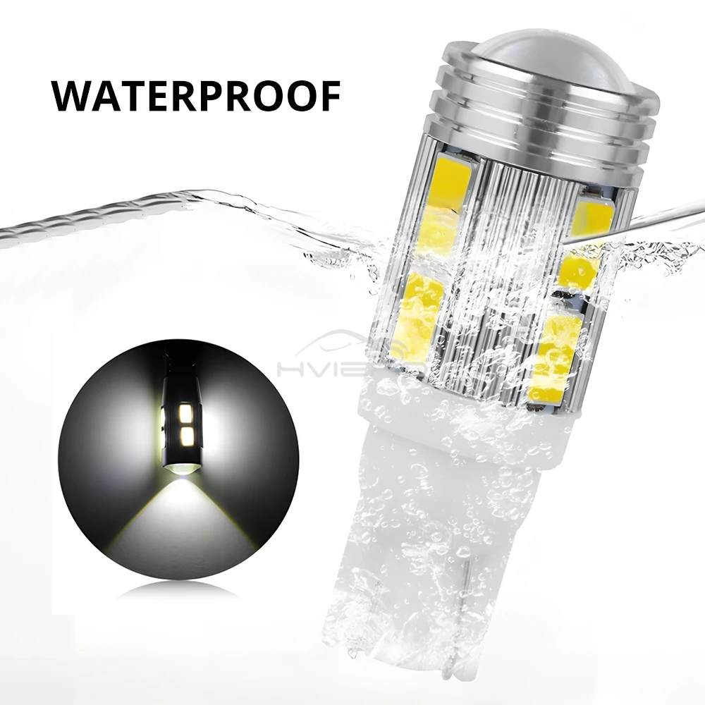 2Pcs T10 5630 10SMD W5W 194 White Red Blue 12v Parking Bulb Car Led Backup Turn Signal Light Trunk Tail Wedge Brake Reverse Lamp