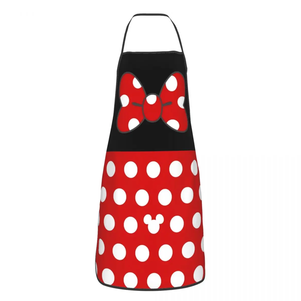 Custom Minnie Mouse Polkadot Apron Women Men Unisex Bib Cartoon Anime Kitchen Cooking Tablier Cuisine Chef Baking