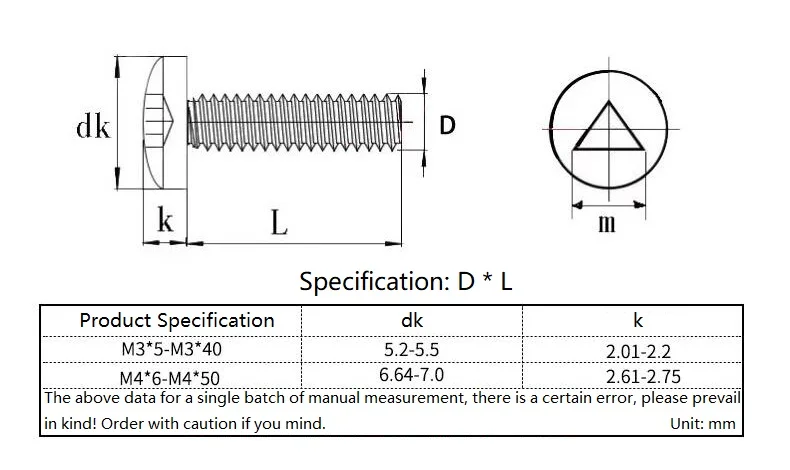 50/100/200/500pcs M3 A2-70 304 Stainless Steel Triangle Socket Triangular Slotted Round Pan Head Security Bolt Screw