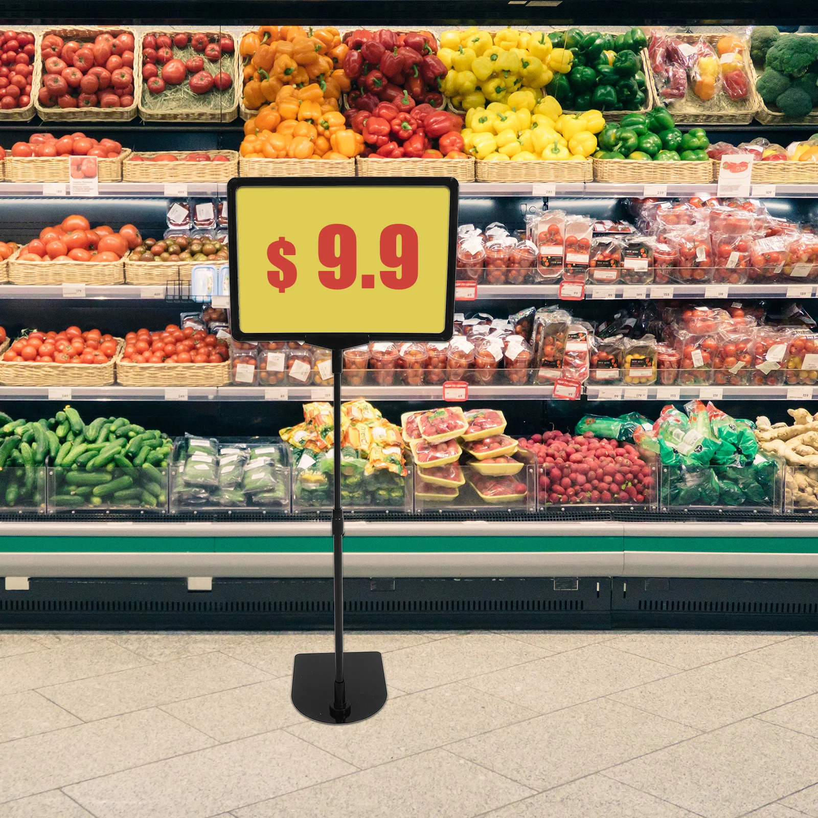 

Poster Stand Advertising Sign Stand Adjustable Height Stainless Steel Floor Desktop Display Holder Standing Sign Holder