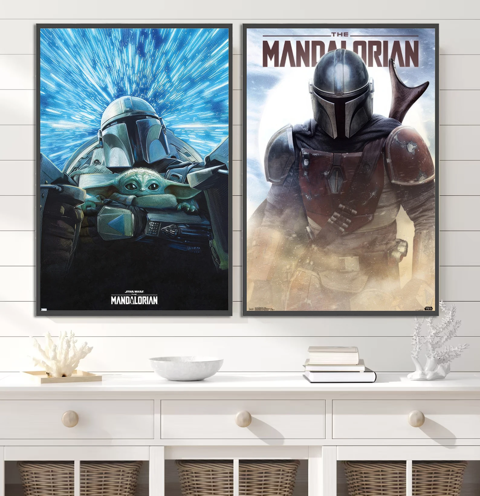 Star Wars Mandalorian Self-adhesive Poster Figures Home Decoration Painting Wall Art Computer Room Decor Kid Gift Yoda Wallpaper