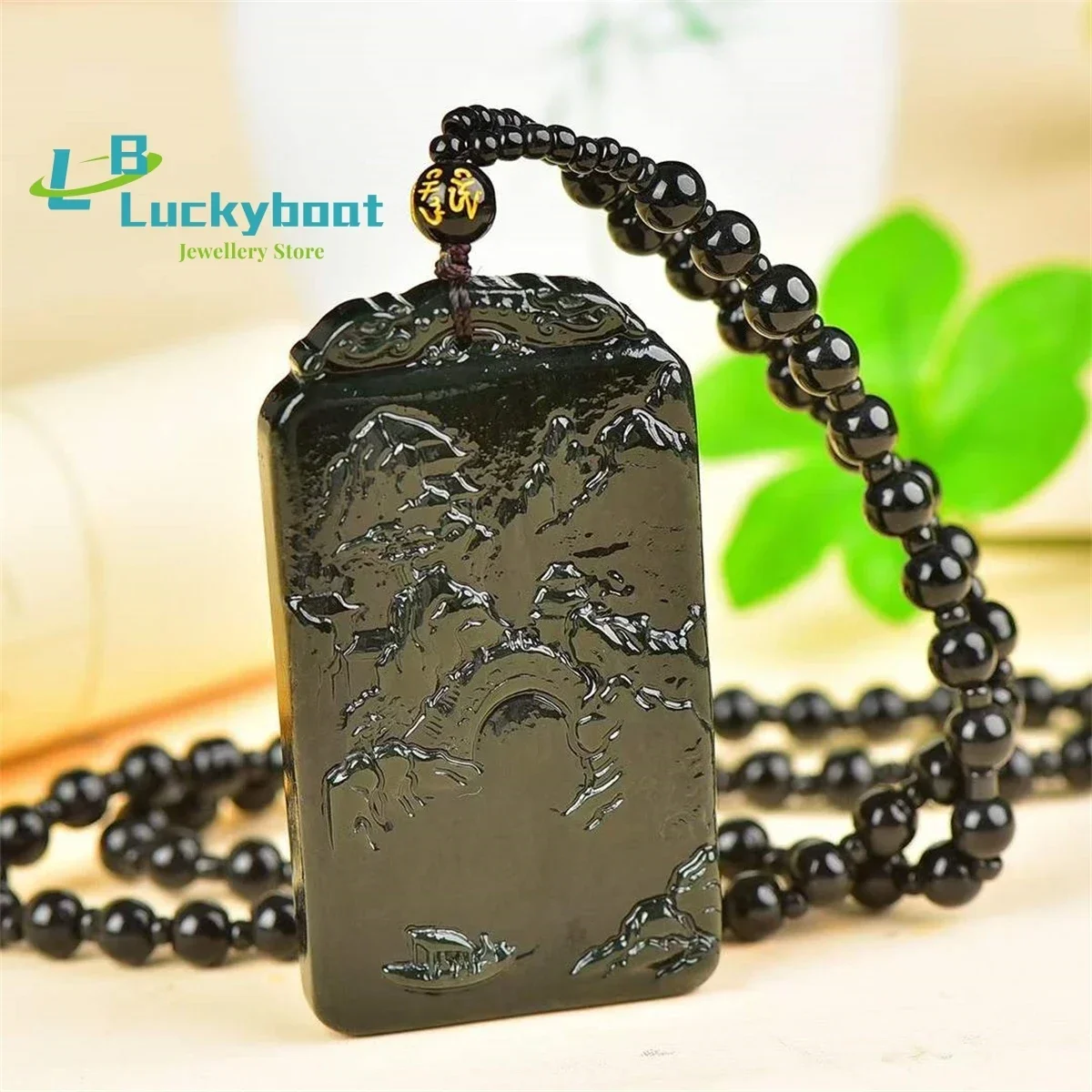 Natural Hotan Jade Landscape Pendant Simple and Generous Personality Fashion Versatile Exquisite Men and Women