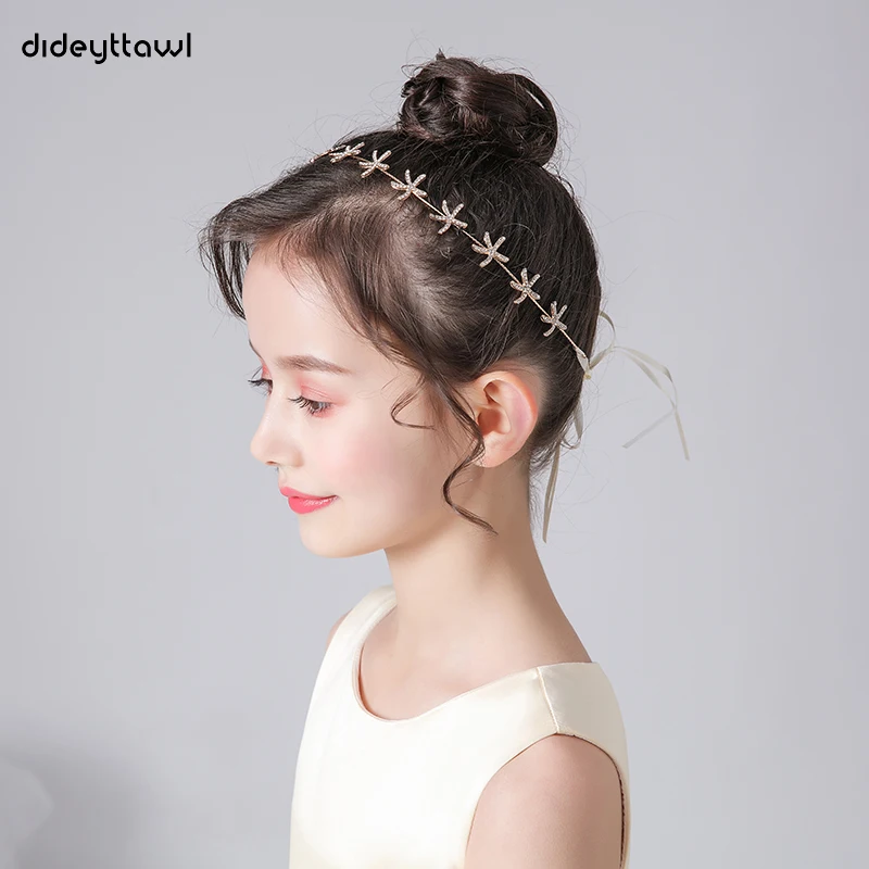 Dideyttawl Sterne Headwear Für Kinder Strass Mädchen Hochzeit Party Junior Konzert Haar Zubehör Einstellbare NEUE