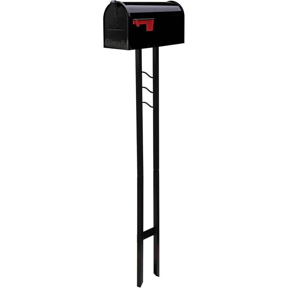 

Galvanized Steel Mailbox and Post Kit, Black, Medium Capacity, Mailboxes