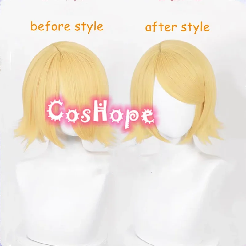 Rin Len Cosplay Wig Short Wig Light Yellow Wig Cosplay Detachable Headphones Anime Cosplay Wigs Heat Resistant Synthetic Wigs